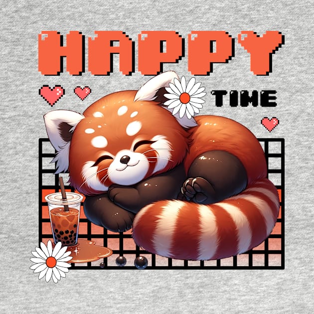 Red Panda Boba Happy time by MasutaroOracle